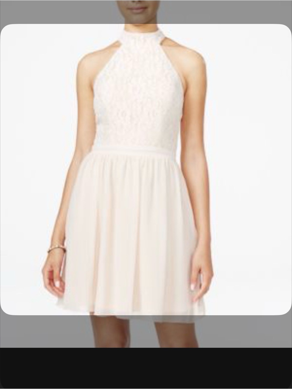 Speechless Lace Halter Skater Dress in Cream